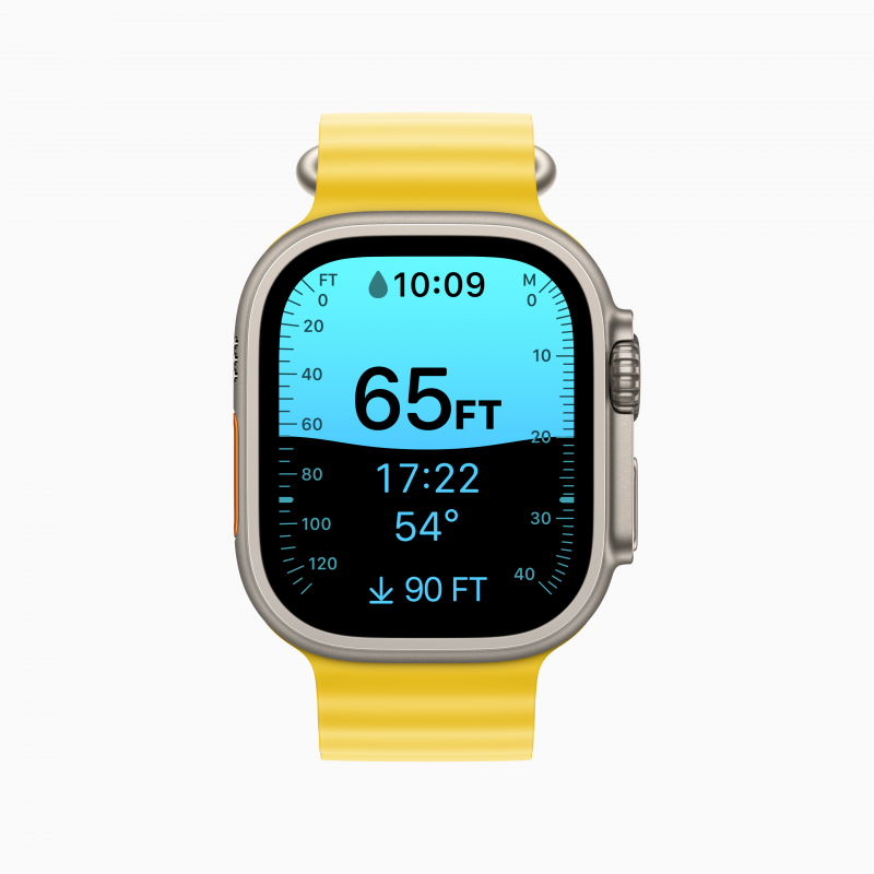 Apple-Watch-Ultra-Yellow-Ocean-band-Depth-app-220907